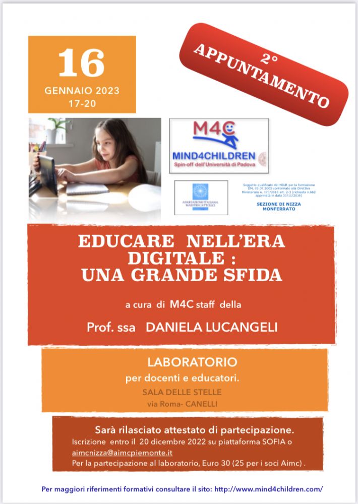 Aimc Asti - SECONDO INCONTRO “EDUCARE NELL’ERA DIGITALE”