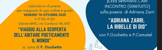 Aimc Asti - LA POESIA DI ADRIANA ZARRI E LABORATORIO DI POESIA