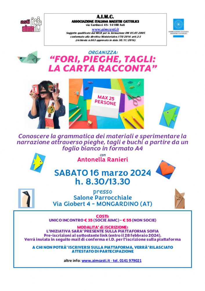 Aimc Asti - FORI, PIEGHE, TAGLI: LA CARTA RACCONTA