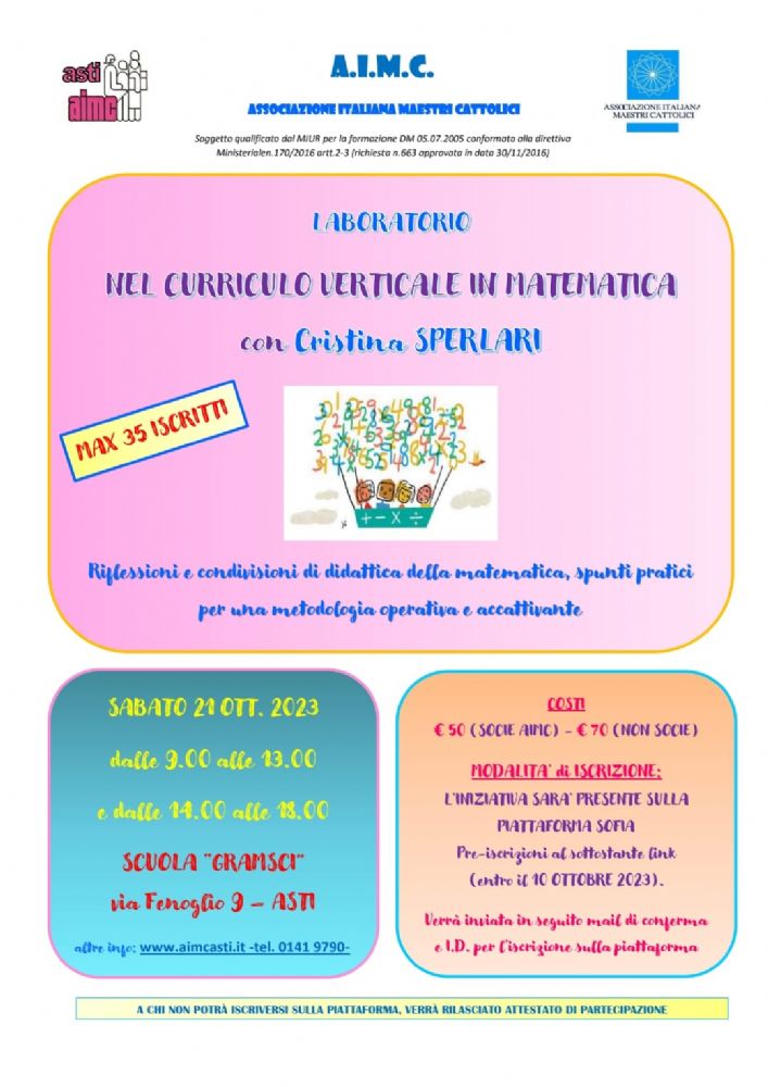 Aimc Asti - Il laboratorio nel curricolo verticale in matematica